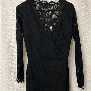 H&M Black Lace Long Sleeve Wrap-Style Dress